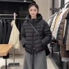 Hooded short down jacket with ribs for women, light and warm in winter, loose, fashionable and versatile white duck down casual coat Application Scenario